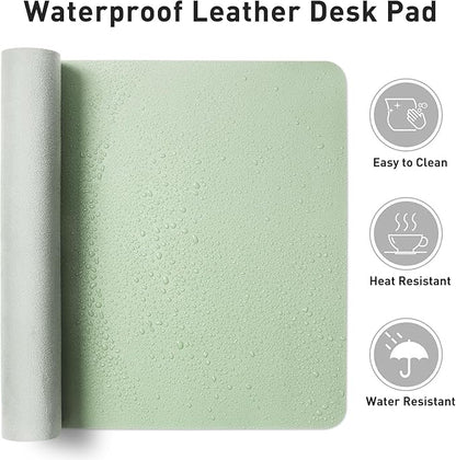 Aothia Faux Leather Desk Mat - Non-Slip PU Leather Desk Blotter, Waterproof Writing Surface, Large Desk Pad for Office & Home (Aqua, 55" x 24")