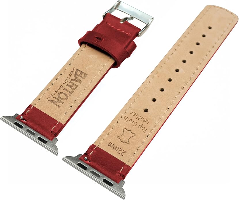 BARTON WATCH BANDS - Top Grain Leather Watch Bands Compatible with Apple Watch Models - 1, 2, 3, 4, 5, 6, 7, 8, 9, 10, SE, Ultra & Ultra 2