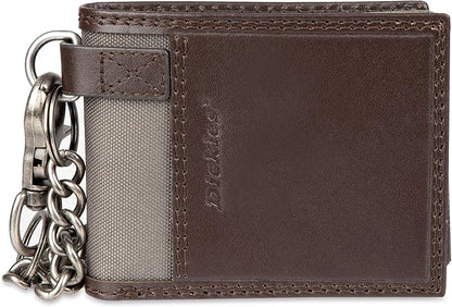 Dickies Men's RFID Everyday Leather Bifold Chain Wallet Black