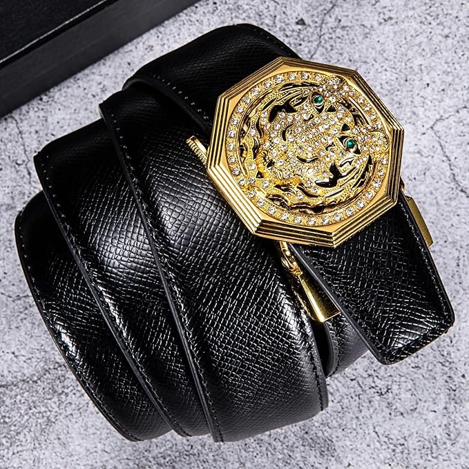 Dubulle Men's Ratchet Belt Gold/Black/Red/Green/Blue/White Automatic Buckle Business Casual Belt Gift - Adjustable Fit