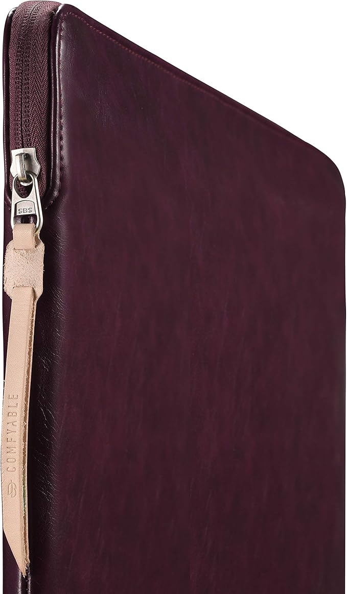 Comfyable Slim Protective Laptop Sleeve, PU Leather Bag Compatible with 15" MacBook Air (Snug Fit) M5 & 14" MacBook Pro M5 Pro/Max 2026 (Loose Fit), Berry Brown