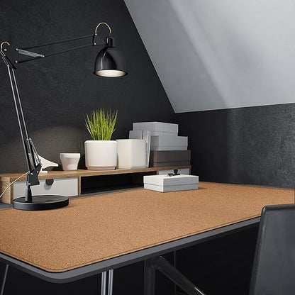 MAIDERN 55” x 24” Cork & Leather Desk Pad, Large XXL Desk Mat, Full Desk Mouse Pad, Dual Sided Desk Pad, Desk Pad Protector for Gaming Home Office (Black)