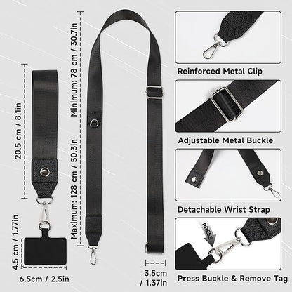 FUVLIFE Phone Lanyard Crossbody Wrist Strap, Adjustable Clip and Go Strap for Phone with Wallet Crossbody, Phone Strap with Zippered Pouch, Universal Hands-Free for All Cell Phone