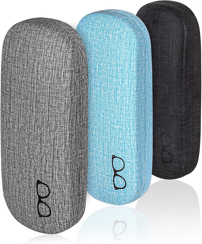 RayLove 3-Pack Hard Shell Eyeglasses Case Large Reading Glasses Hard Case
