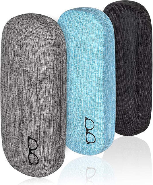 RayLove 3-Pack Hard Shell Eyeglasses Case Large Reading Glasses Hard Case