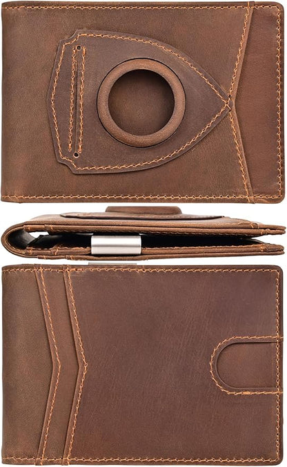 kinzd Slim Wallet with Money Clip RFID Blocking Minimalist Bifold Wallet for Men Genuine Leather Front Pocket Card Holder