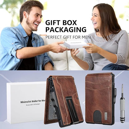 umoven Wallet for Men - with Money Clip Slim Leather Slots Credit Card Holder RFID Blocking Bifold Minimalist Wallet