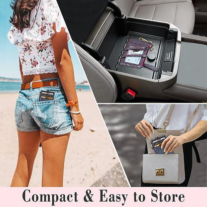 ID Badge Holder with Lanyard, Vertical Bling Shiny ID Badge Card Holder with 1 Clear ID Window, 4 Credit Card Slots, 1 Cash Coin Slot and a Detachable Neck Lanyard (Bling Mermaid)