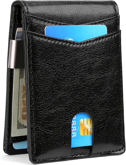 Slim Wallet for Men Bifold RFID Blocking Front Pockets Wallet Credit Card Holder Minimalist Leather Money Clip Mens Wallet with 12 card Slots