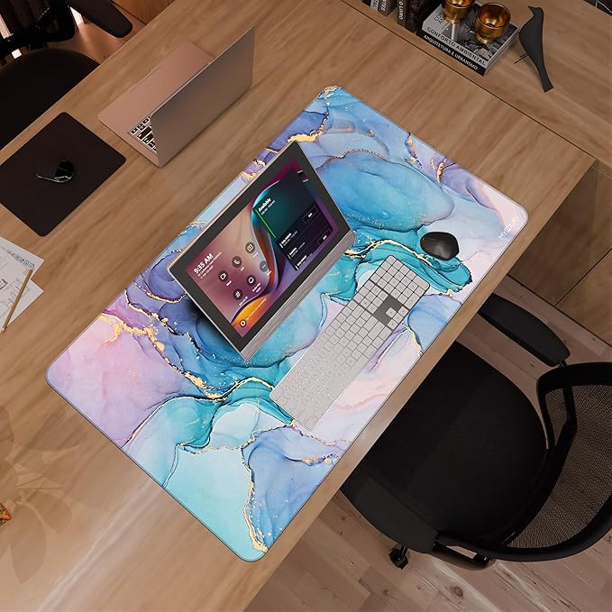 Mydours 40" x 24" Large Extended Gaming Mouse Pad with Stitched Edges, XXL Computer Mouse Mat, Premium-Textured Desktop Protection Desk Pad, Non-Slip Rubber Base Mouse Pad for Office and Home, Marble