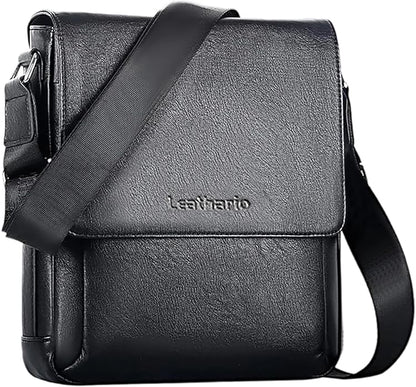 Leathario Men's Crossbody Bag, Vegan Leather, Shoulder Purse Side Sling Satchel, Small Messenger for Travel Work Daily