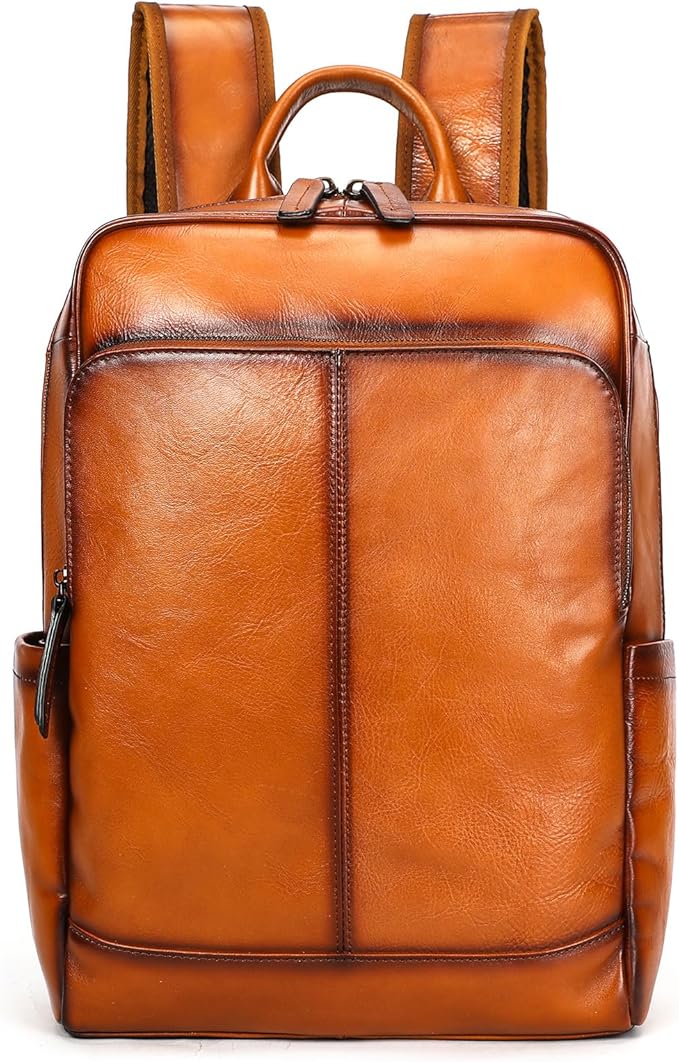 NIUCUNZH Genuine Leather Backpack for Men Travel Daypack Women College School Computer Bag for 15inch Laptop Business