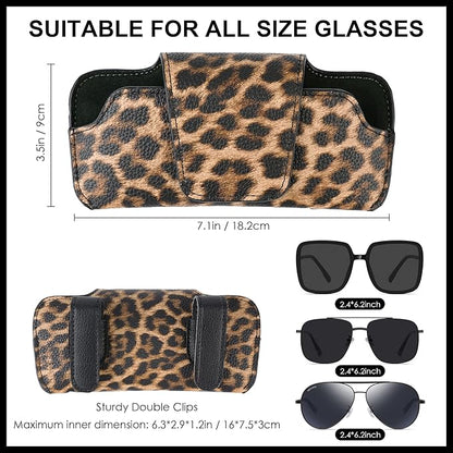 Car Sunglasses Holder for Car Visor Vegan Leather Auto Eyeglass Case with Clip Automotive Interior Visor Accessories