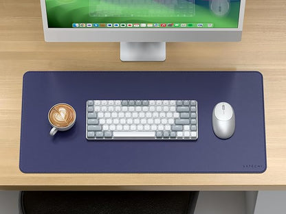 Satechi Vegan Leather Desk Mat, Large Mouse Pad Scratch and Water Resistant, Easy to Clean, Desk Pad for Office and Home, 26.8” x 12.4” x 0.1” - Future Dusk