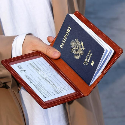 TIGARI Passport Holder for Travel Women Men, Valentines Day Gifts PU Leather Wallet Cover Case Sleeve, Waterproof Protected Document Organizer, Vacation Plane Cruise Travel Essentials