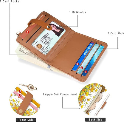 Airkit Small Wallets Woman RFID Blocking Leather Credit Card Holder - with ID Window - Card Wallets for Women - with Zipper Coin Purse - Keychain Wallet