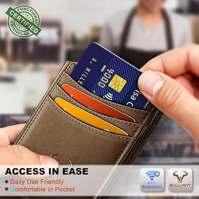 BULLIANT Slim Wallet For Men 12Cards,Magnetic Flip Build-in Money Clip Airtag Compatible-RFID Blocking
