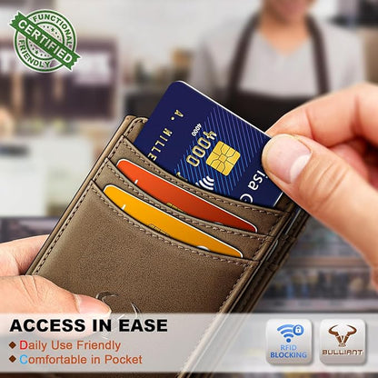 BULLIANT Slim Wallet For Men 12Cards,Magnetic Flip Build-in Money Clip Airtag Compatible-RFID Blocking