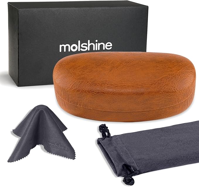 molshine Hard Shell Sunglasses Case,Classic Large Glasses Case for Sunglass, Eyeglasses with Cleaning Cloth, Pocket