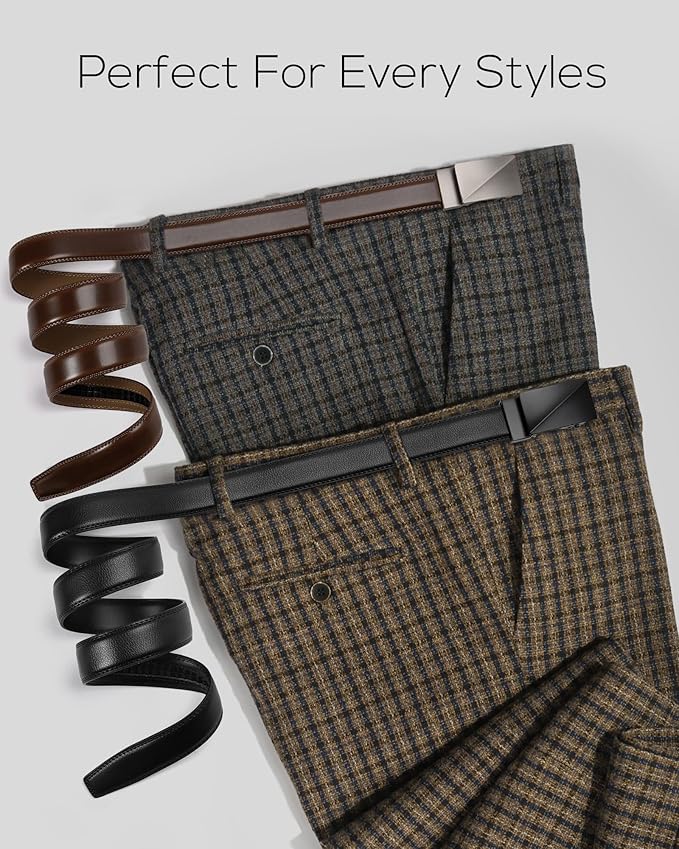 CHAOREN Mens Dress Belt Leather 2 Pack - Mens Ratchet Belt for Dress Shirt and Pants Every Occasion (32mm)