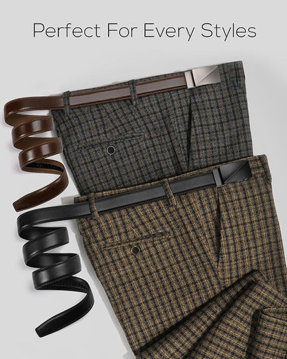 CHAOREN Mens Dress Belt Leather 2 Pack - Mens Ratchet Belt for Dress Shirt and Pants Every Occasion (32mm)