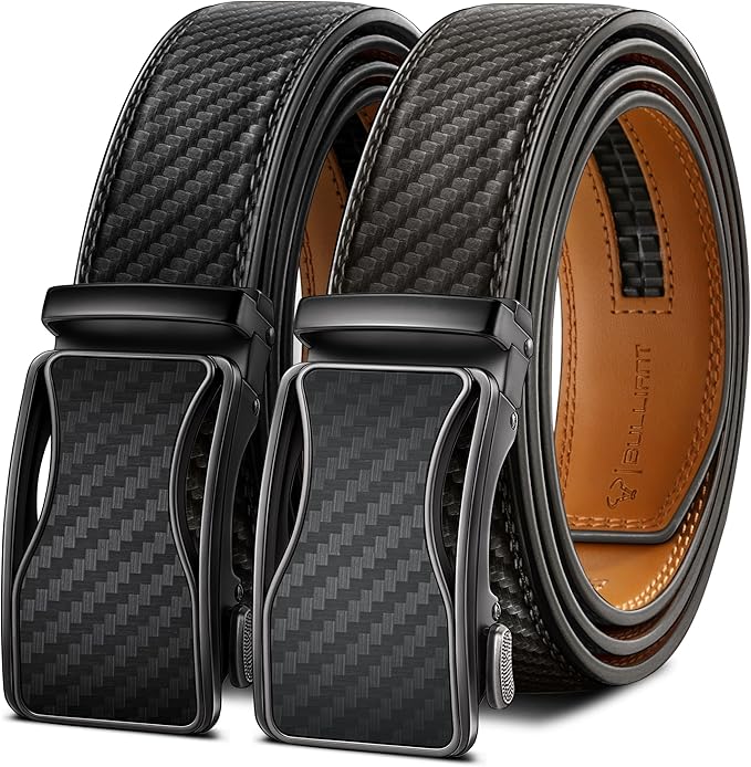 BULLIANT Men Belts 2 Pack,Ratchet Sliding Belt Adjustable For Gift Mens Dress Casual 1 3/8",Cut for Fit