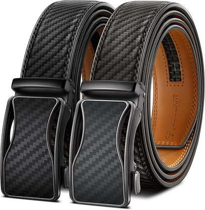 BULLIANT Men Belts 2 Pack,Ratchet Sliding Belt Adjustable For Gift Mens Dress Casual 1 3/8",Cut for Fit