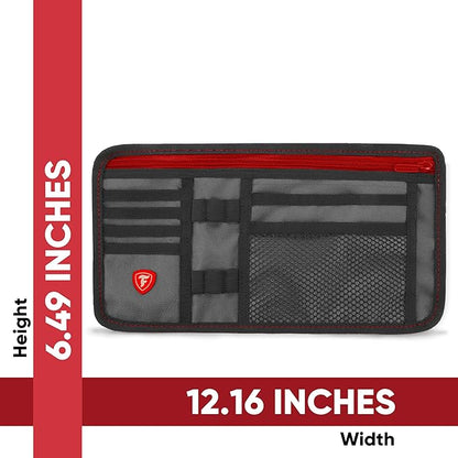 Firestone 2 Pack Sun Visor Organizer Car Accessories for Men & Women, Multi Pocket Visor Storage with Pockets & Card Slots, Eyeglass Holder, Document Holder & Pen Slots - Fits Most Vehicles, Charcoal
