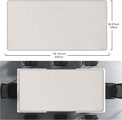 CENNBIE MAX200 78.7" x 39.4" Leather Desk Mat, Extra Large Desk Pad Blotter Protector, Extended Table Pad, Waterproof PU Leather Desk Mat on top of desks Large for Office and Home (Cream)