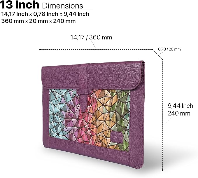 LONDO Leder Hülle Kompatibel mit MacBook Pro 14 & Air 13-13.3 Zoll (M5, M4, M3, M2, M1, Pro, Max) & iPad Pro 12.9, Premium Vollleder Laptop Tasche, Purple Modelle 2020 bis 2026