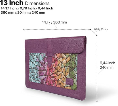 LONDO Leder Hülle Kompatibel mit MacBook Pro 14 & Air 13-13.3 Zoll (M5, M4, M3, M2, M1, Pro, Max) & iPad Pro 12.9, Premium Vollleder Laptop Tasche, Purple Modelle 2020 bis 2026
