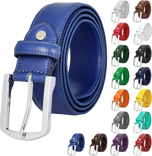 Falari Men Genuine Leather Casual Dress Belt With Single Prong Buckle, Classic Style Belt