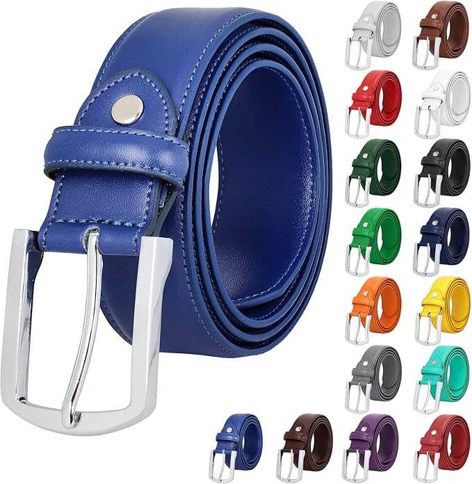 Falari Men Genuine Leather Casual Dress Belt With Single Prong Buckle, Classic Style Belt