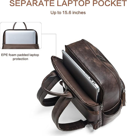 Laptop Backpack for Women,Leather Backpack with 15.6 inch Laptop Compartment,Large Capacity Computer Backpacks Purse,Carry-on Travel Backpacks,Casual Daypack for Work Business College,Coffee