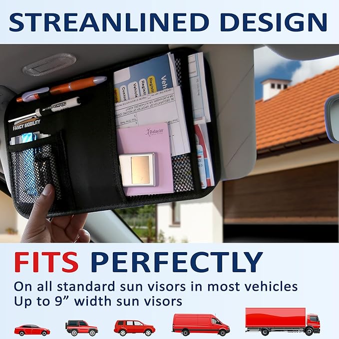 Car Sun Visor Organizer - Auto Accessories Document Holder - Car, Truck, SUV Registration & Insurance Storage Pouch - Road Trip Essentials Gift for Any Driver + 5Year Warranty (2 Pack)