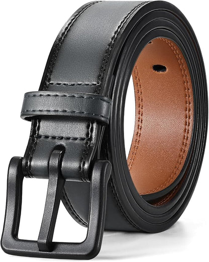 XZQTIVE Men’s Metal Free Belt Hypoallergenic Leather Belts For Jeans Dress Nickle Free TSA Belt With Black Buckle