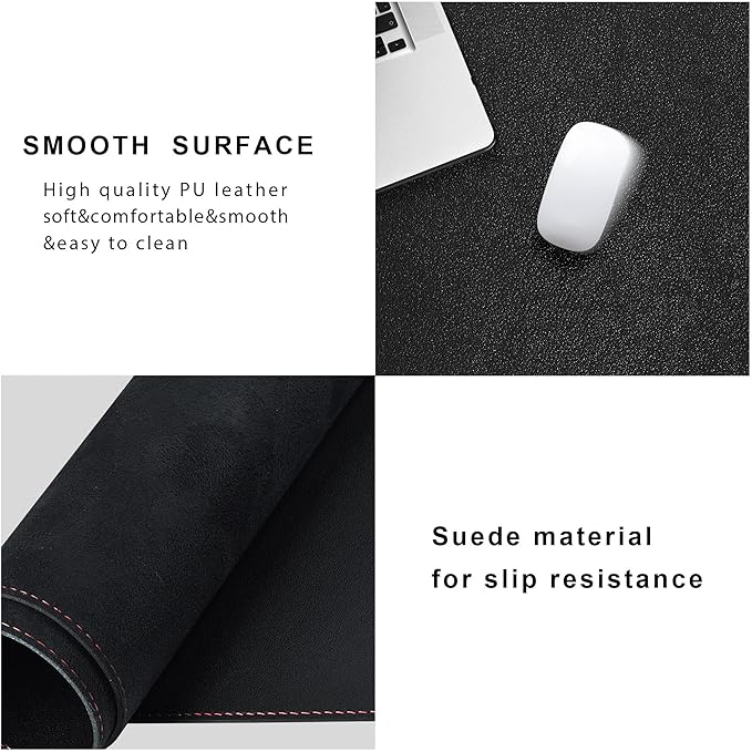 ZORESYN L Shaped Desk Mat 39.4"(L) x 39.4"(S) x 13"(W), Computer Corner Desk Pad, Large Waterproof PU Leather Mouse pad for Corner Desk, Writing Desk Pad Protector - Black