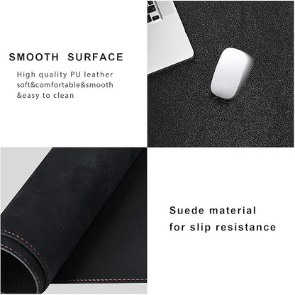 ZORESYN L Shaped Desk Mat 43.3"(L) x 43.3"(L) x 13"(W), Mouse pad for Corner Desk, Computer Corner Desk Pad, Writing Desk Pad Protector, Large Waterproof PU Leather Corner Mousepad - Black