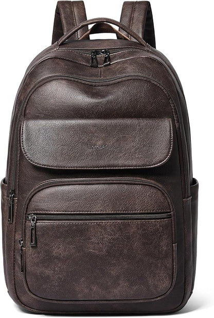Leresas 37L Backpack Purse for Women Mens for Work Laptop Travel Business Back Pack Vegan Leather Fashion College Computer Teacher Bag Daypack Coffee