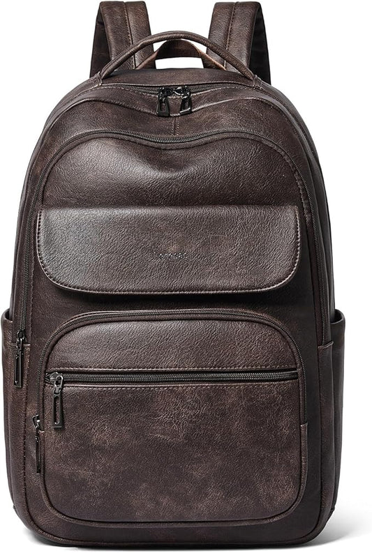 Leresas 37L Backpack Purse for Women Mens for Work Laptop Travel Business Back Pack Vegan Leather Fashion College Computer Teacher Bag Daypack Coffee
