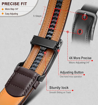 BULLIANT Men's Ratchet Belt Nontrimmable-Click Belt Adjustable for Men Gift Lightweight 1 3/8"