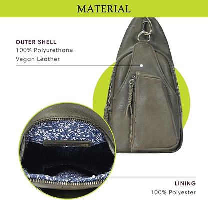 MMS Brands Antik Kraft Tasha Crossbody Sling | Vegan Leather Crossbody Bag for Women with 16-20" Strap | Sling Bags for Women