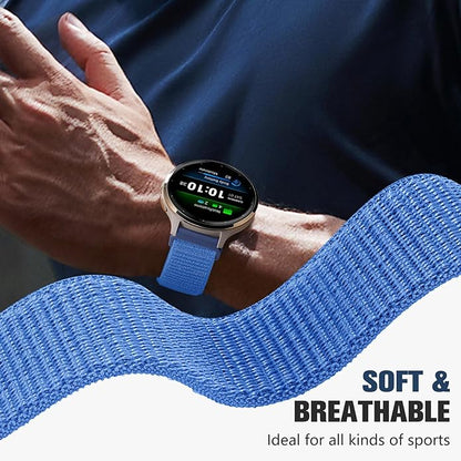 18mm 20mm 22mm Hook and Loop Watch Band Compatible with Garmin Vivoactive 5/ Vivoactive 6/ Vivoactive 3, Soft Nylon Breathable Sport Strap for Venu 2S/ Venu3S/ Forerunner 265s,Venu 3/ Venu 2 Men Women