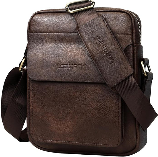 Leathario Crossbody Bag For Men Vegan Leather Shoulder Messenger Purse Sling Satchel Bag For Work Business Travel | Vegan Leather, Purse, For Work, Business, Travel