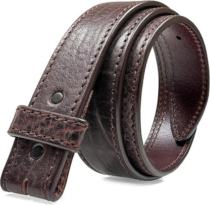 100% One-Piece Full Grain Leather Belt Straps with No Slot Hole/Slot Hole/Heavy-Duty, Multi Options 1-1/2" (38mm) Wide