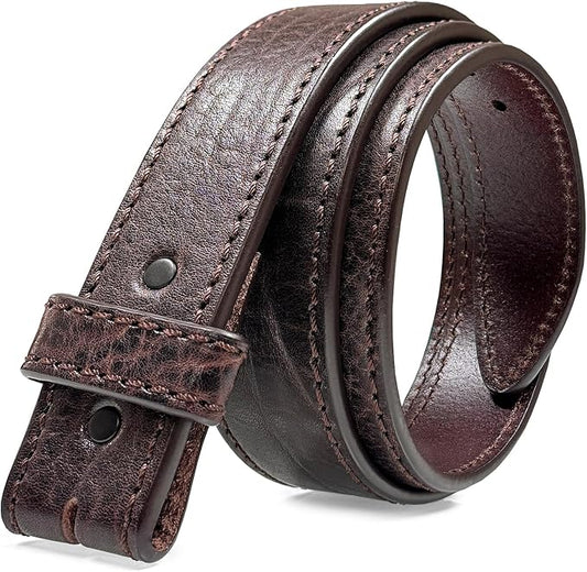 100% One-Piece Full Grain Leather Belt Straps with No Slot Hole/Slot Hole/Heavy-Duty, Multi Options 1-1/2" (38mm) Wide