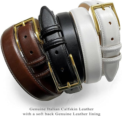 Adam Gold Men's Genuine Full-Grain Cowhide Leather Dress Belt 1-1/8"(30mm) Wide Polished Buckle