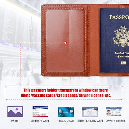 TIGARI Passport Holder for Travel Women Men, Valentines Day Gifts PU Leather Wallet Cover Case Sleeve, Waterproof Protected Document Organizer, Vacation Plane Cruise Travel Essentials