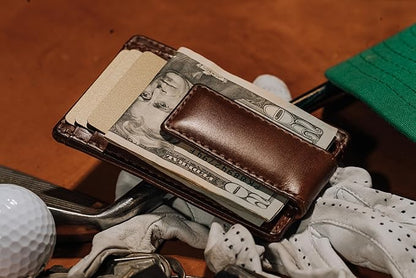 House of Jack Co. Carryall Slim Money Clip Wallet for Men, Super Strong Magnetic Clip, Front Pocket Wallet Card Holder, Full Grain Cowhide Leather, Tan