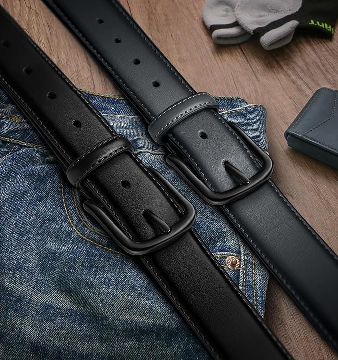 BULLIANT Men Belt Multi Pack,Leather Belt For Gift Men Golf Dress Casual Jean 7Holes 1 3/8"